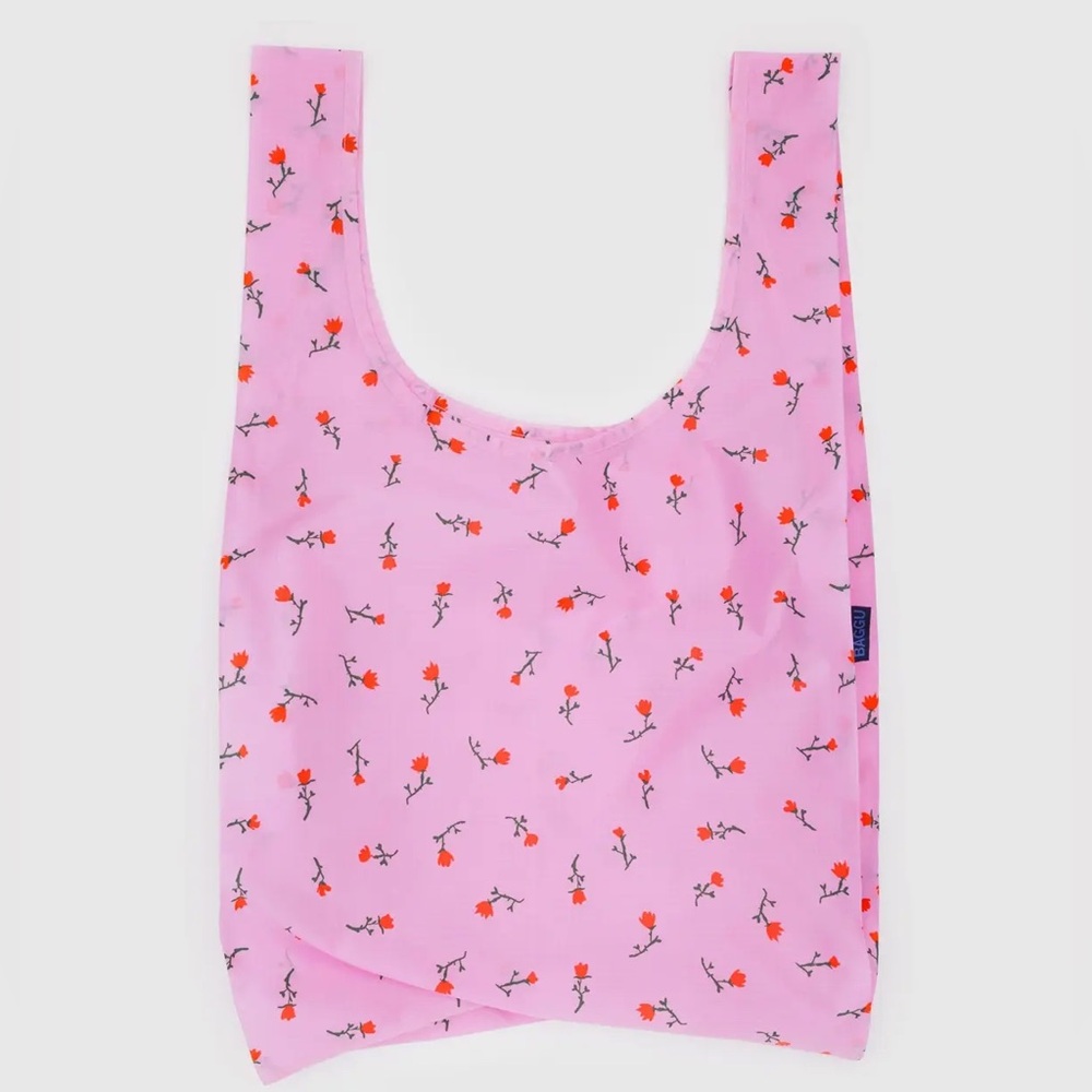 Standard BAGGU Reusable Tote Bag in Painted Wildflower Print Folds to 5x5” NWT